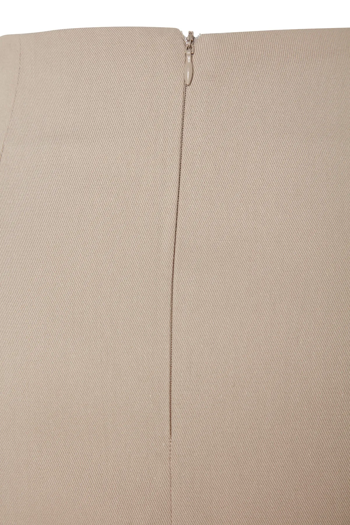Trendyol Collection  Beigefarbener Basic-Webrock in A-Linie mit hoher Taille und Minilänge TWOSS22ET0136