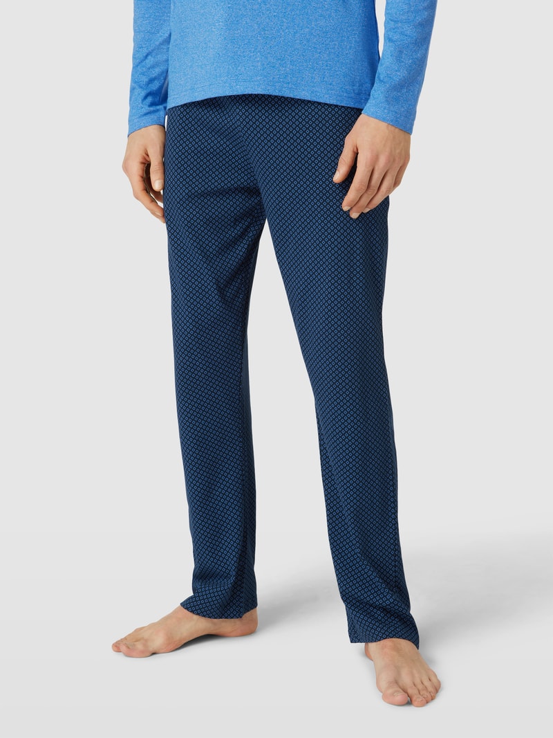 Pyjama-Hose mit Allover-Muster in dunkelblau