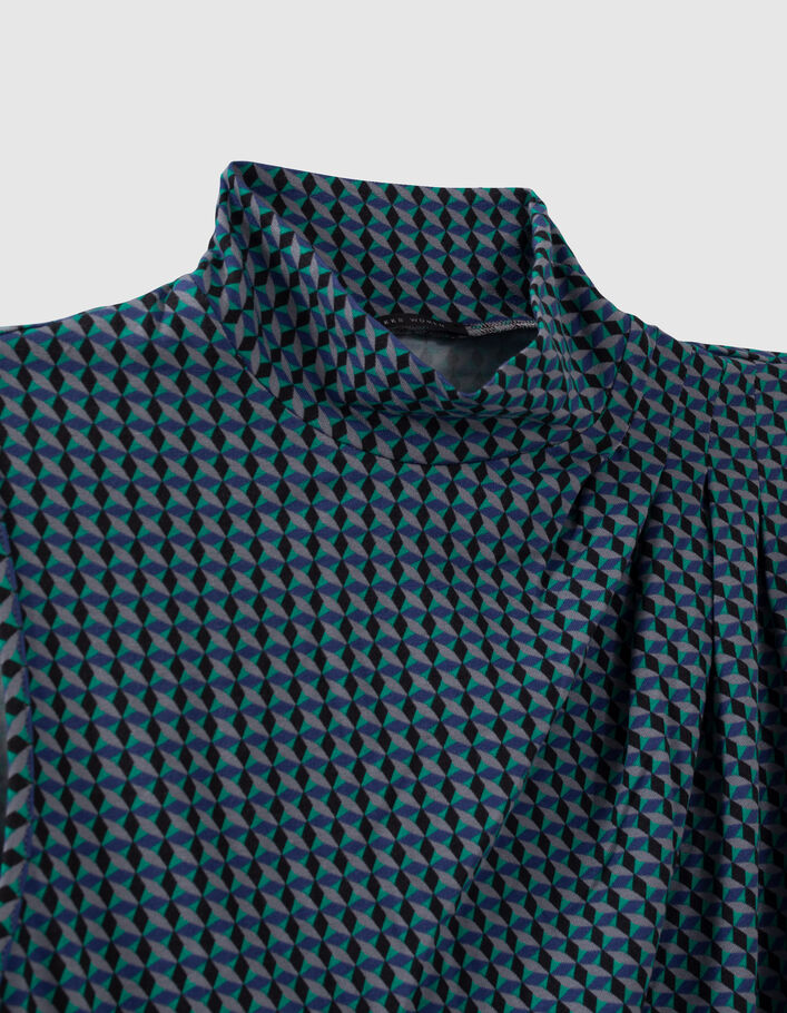 Tee-shirt bleu à imprimé optique Femme