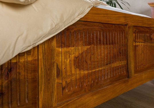 Massivmoebel24 Massivholzbett Bett Akazie 160x200x114 honig lackiert OXFORD #0131