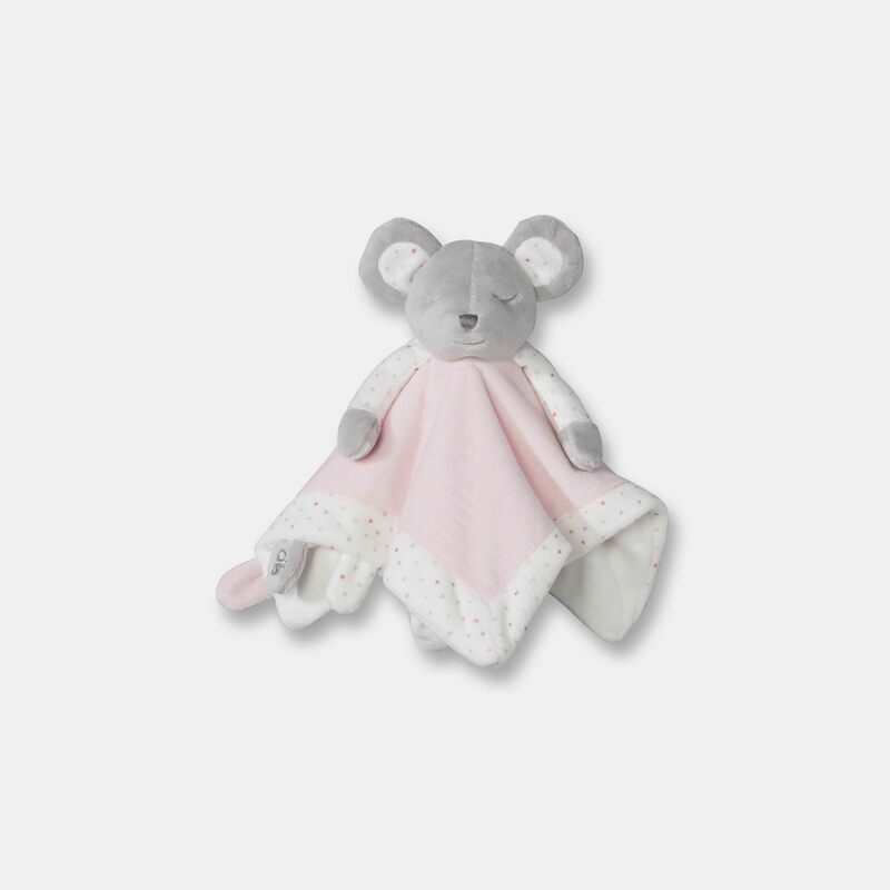 Doudou plat marionnette Souris rose naissance