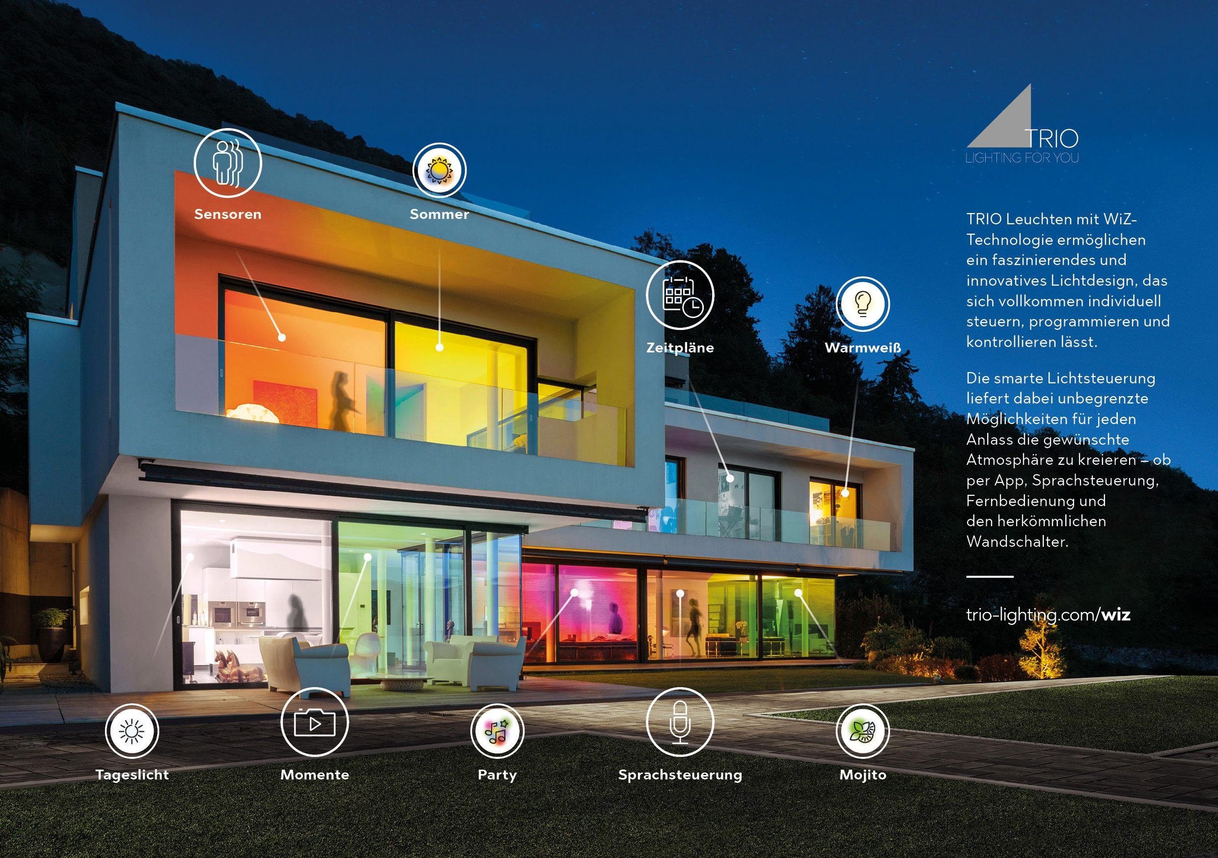 TRIO Leuchten LED Deckenleuchte MELBY, Dimmfunktion, Farbwechsel, Memoryfunktion, Smart Home, mehrere Helligkeitsstufen, LED fest integriert, Neutralweiß, Warmweiß, Mit WiZ-Technologie für eine moderne Smart Home Lösung