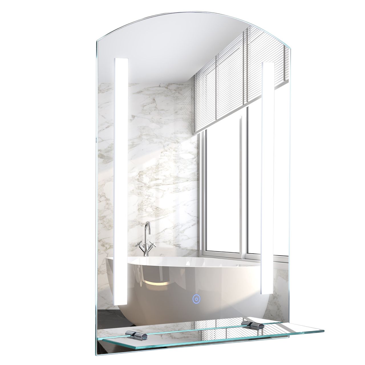 HOMCOM Badspiegel mit Ablage LED Lichtspiegel Badezimmerspiegel Wandspiegel 15W (Modell4) Wasserdicht 50 x 15,5 x 70 cm