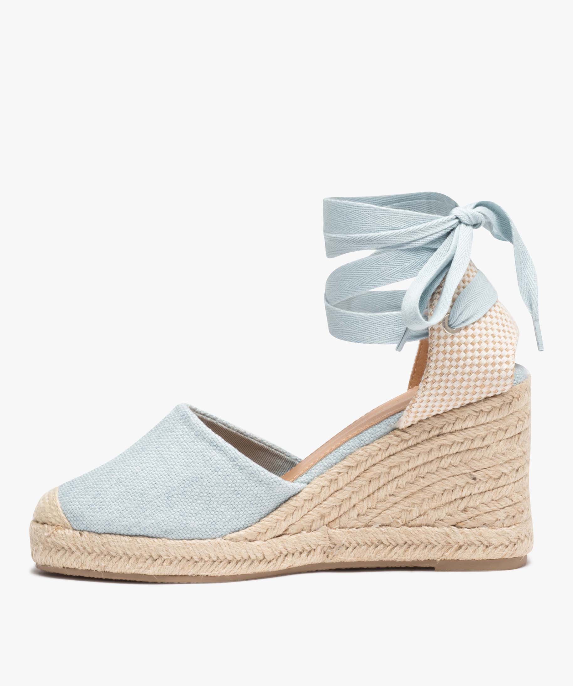 Sandale femme en toile denim à semelle compensée denim | GEMO