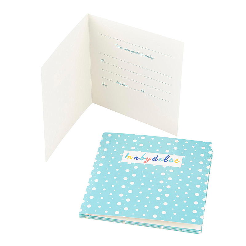 Invitasjonskort m/konvolutt 6-pk doble turkis