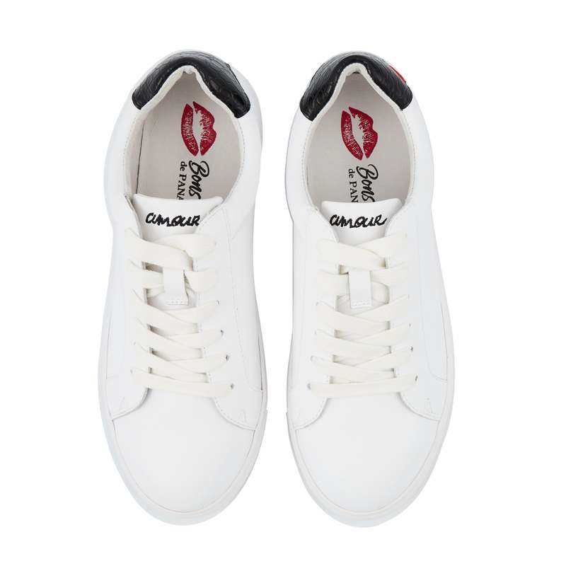 Baskets en cuir Simone petit amour croco noir