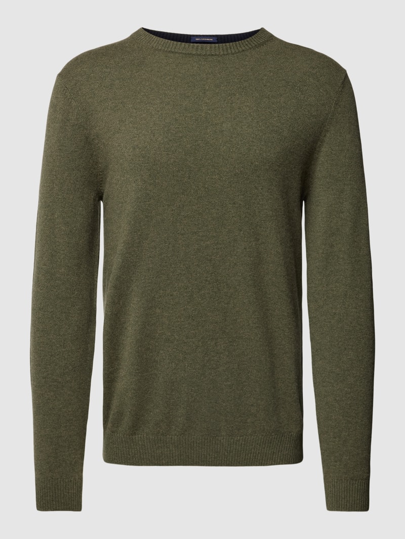 Strickpullover aus Kaschmir mit Rundhalsausschnitt in olivgrün meliert