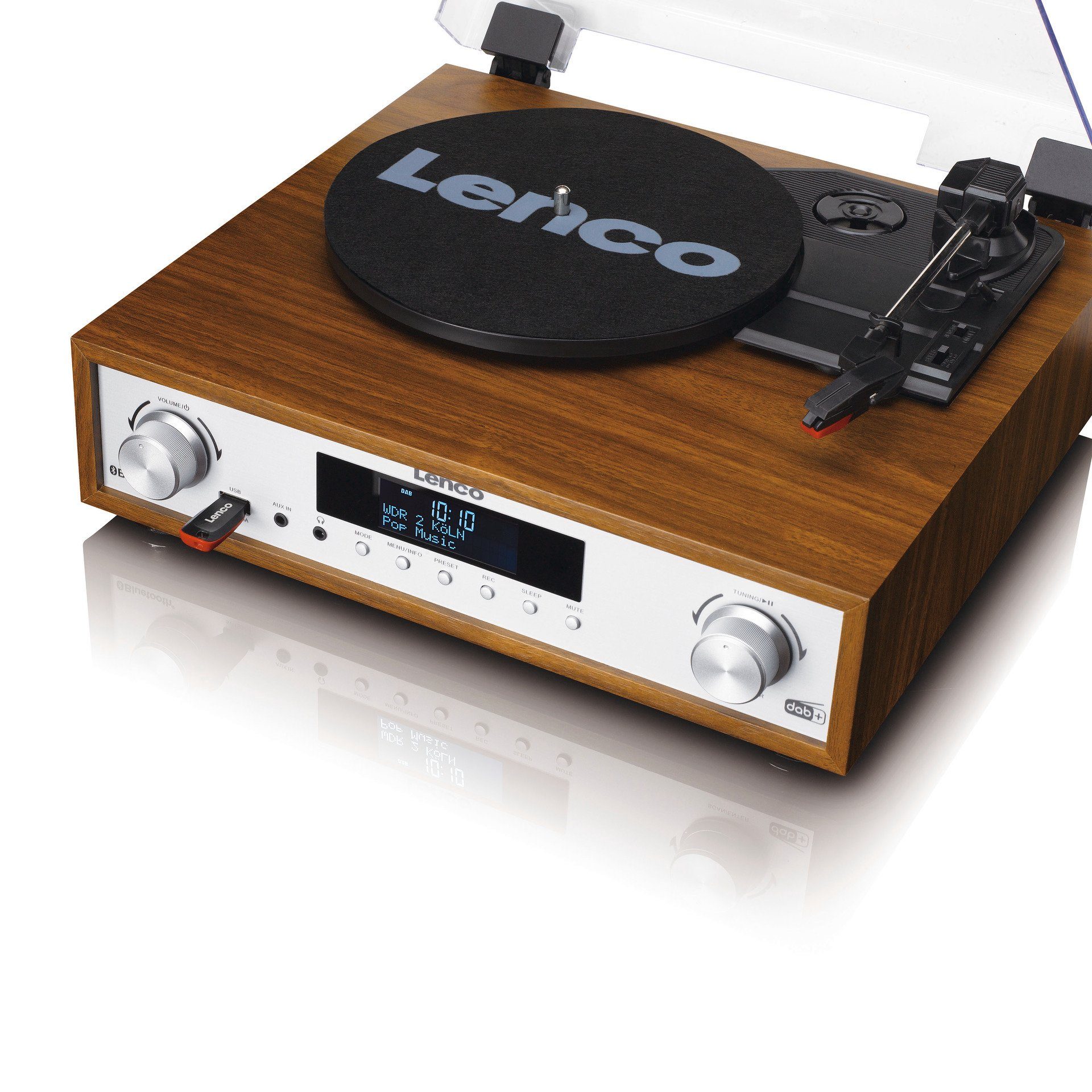 Lenco MC-160WD Hifi-Set DAB+, FM-Radio, Plattenspieler und Bluetooth Radioplattenspieler (Bluetooth)