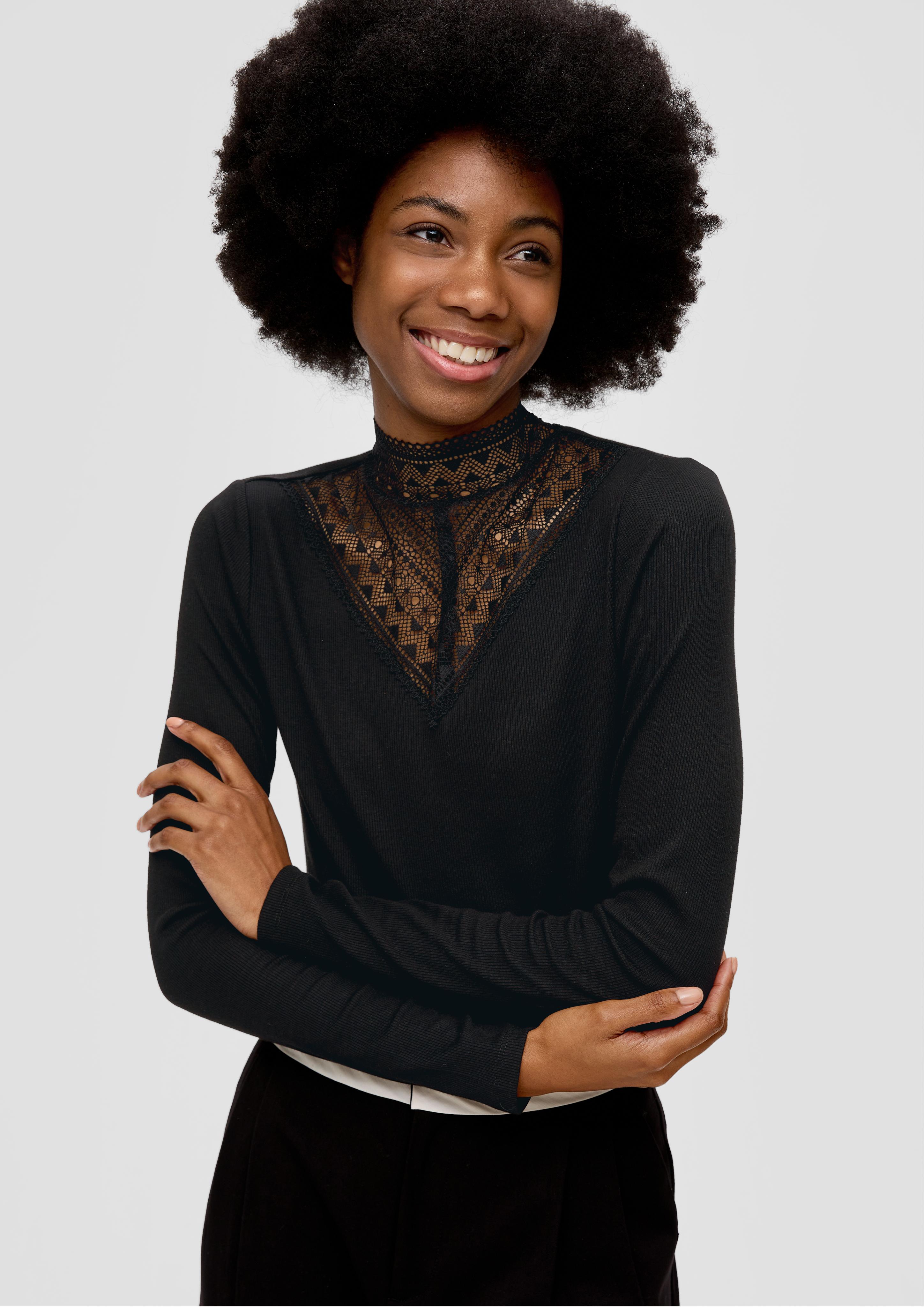 Langarmshirt mit Spitzen-Detail  2141121-9999