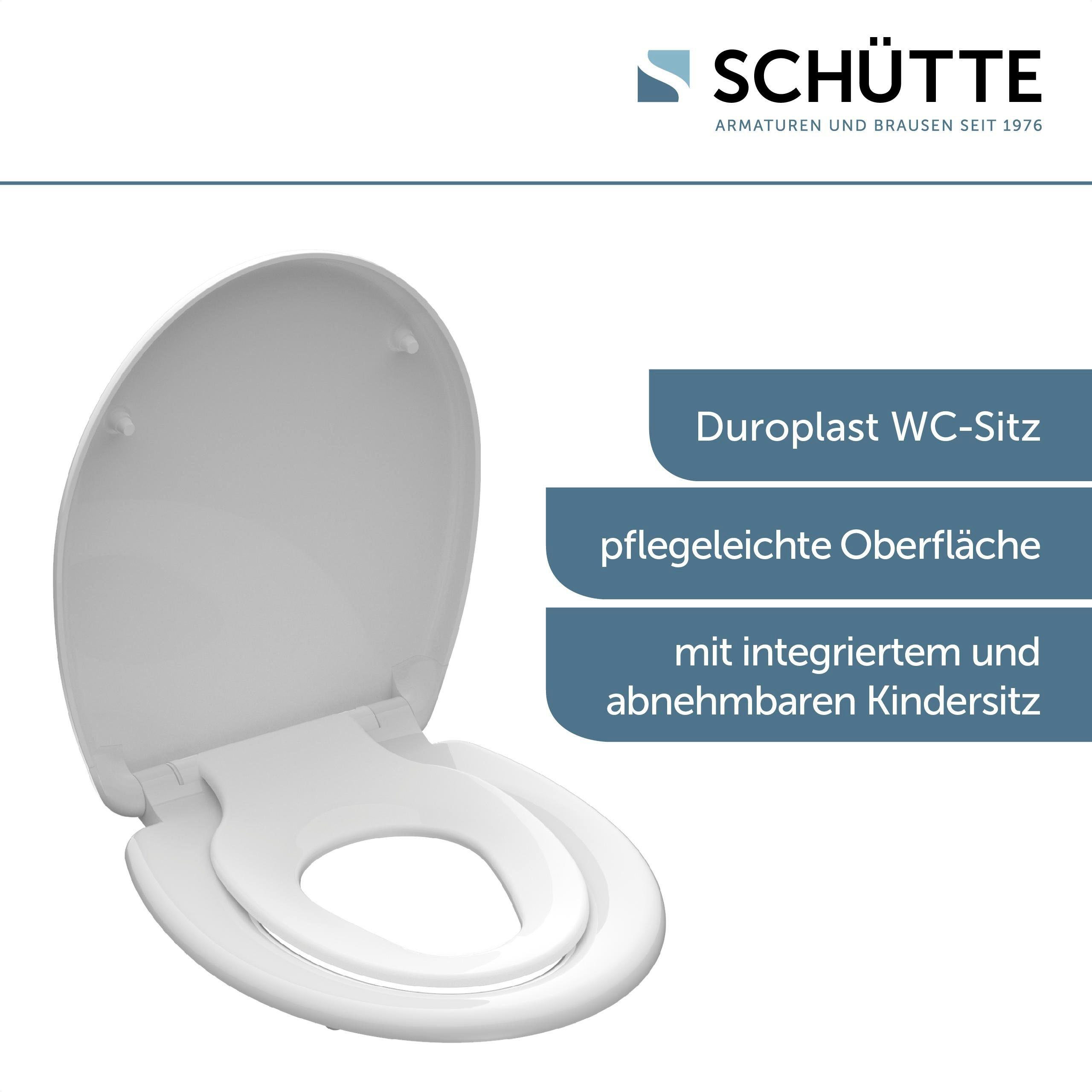 Schütte WC-Sitz FAMILY WHITE, Duroplast, Absenkautomatik, Schnellverschluss, abnehmbarer Kindersitz