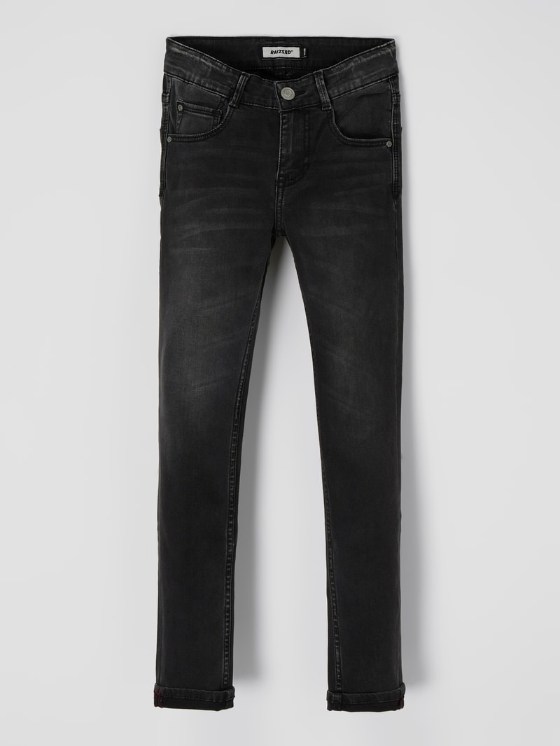 Skinny Fit Jeans mit Stretch-Anteil Modell 'Bangkok' in schwarz