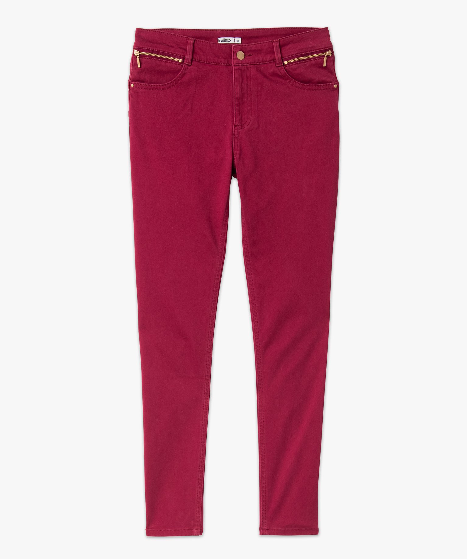 Pantalon en toile coupe slim push-up femme rose | GEMO