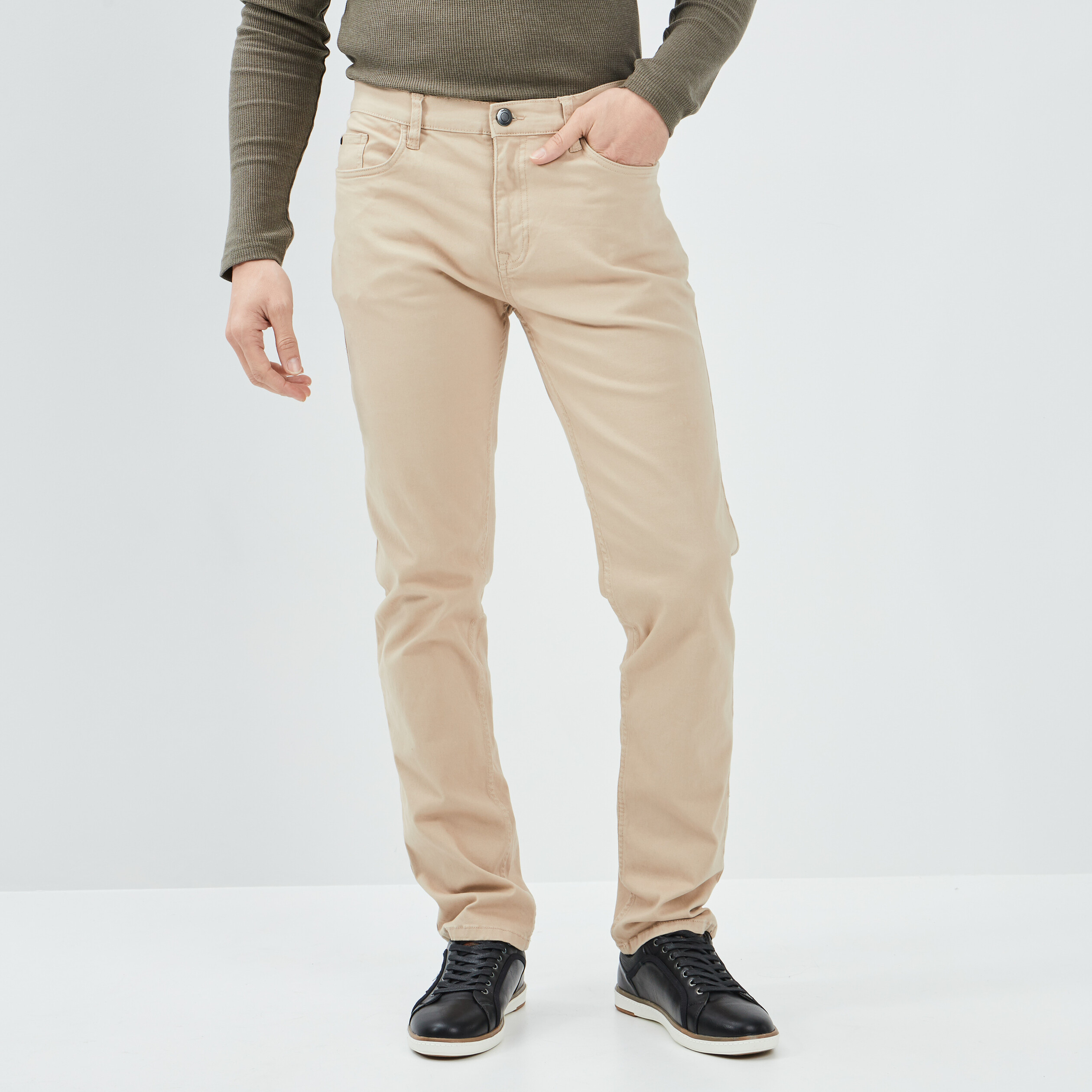 Pantalon droit en coton sable homme | La Halle