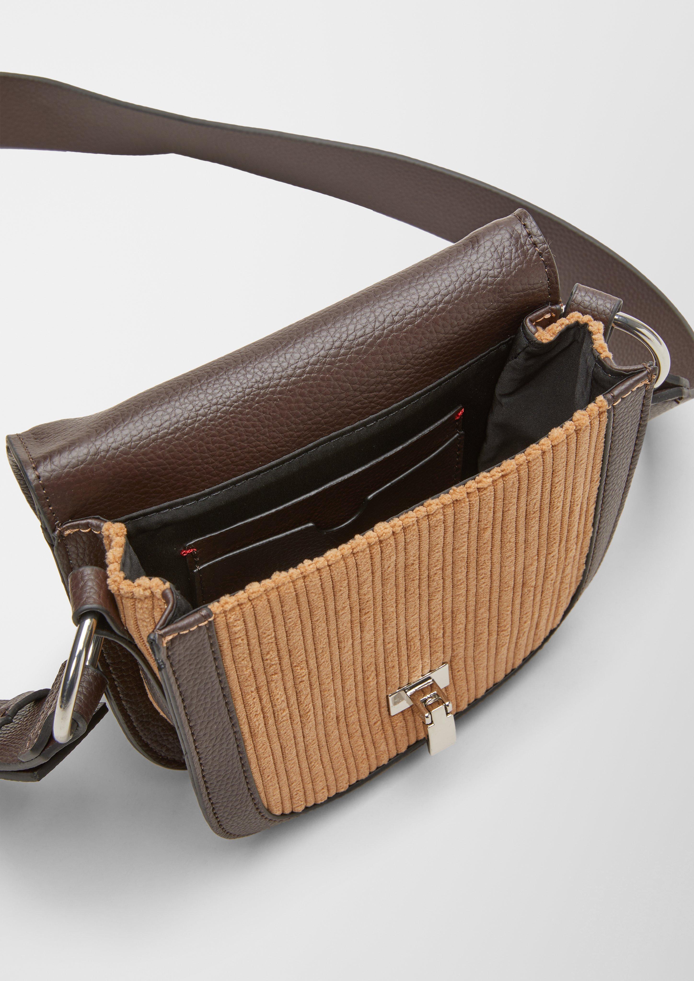 Kleine Tasche aus Cord und Lederimitat  2122246-8469