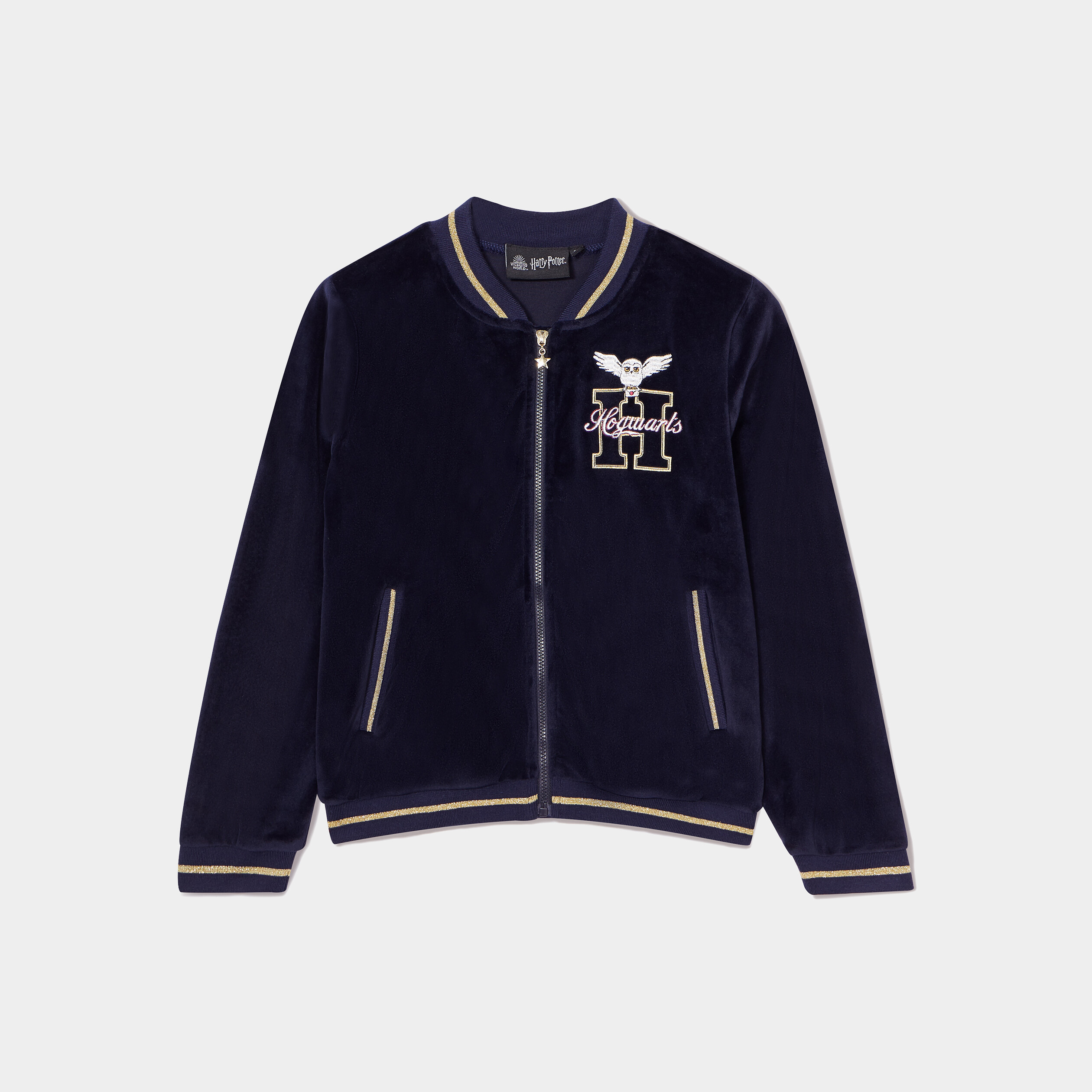 Sweat zippé velours Harry Potter bleu marine fille | La Halle
