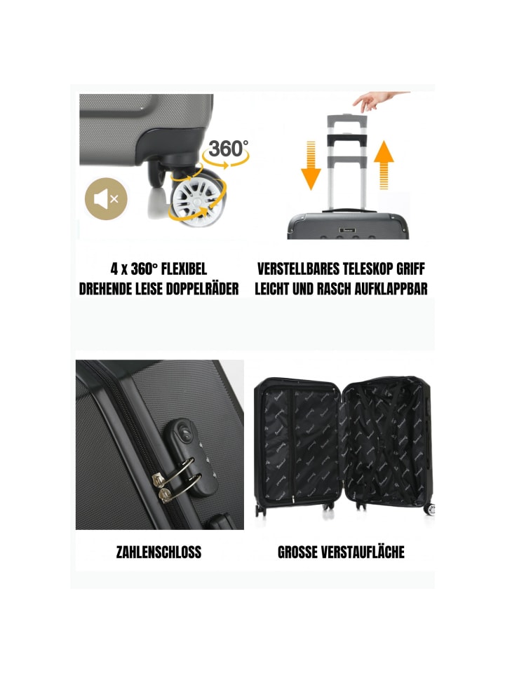 Cheffinger Reisekoffer Koffer 3 tlg Hartschale Trolley Set Kofferset Handgepäck in Grün günstig kaufen onesize