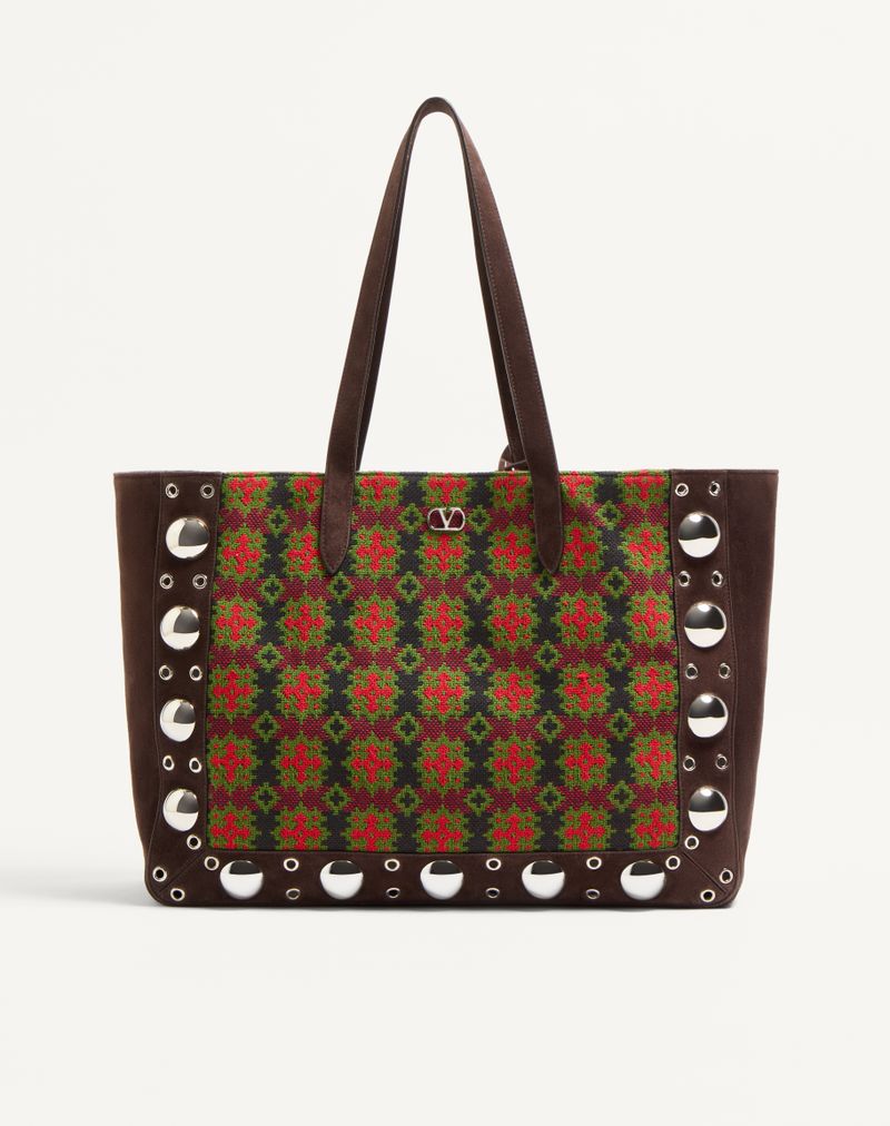Bolsa de compras grande Valentino Garavani Nellcôte em tecido jacquard