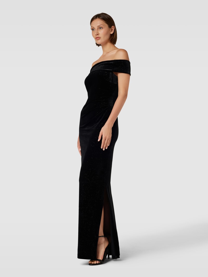 Abendkleid mit Effektgarn in schwarz