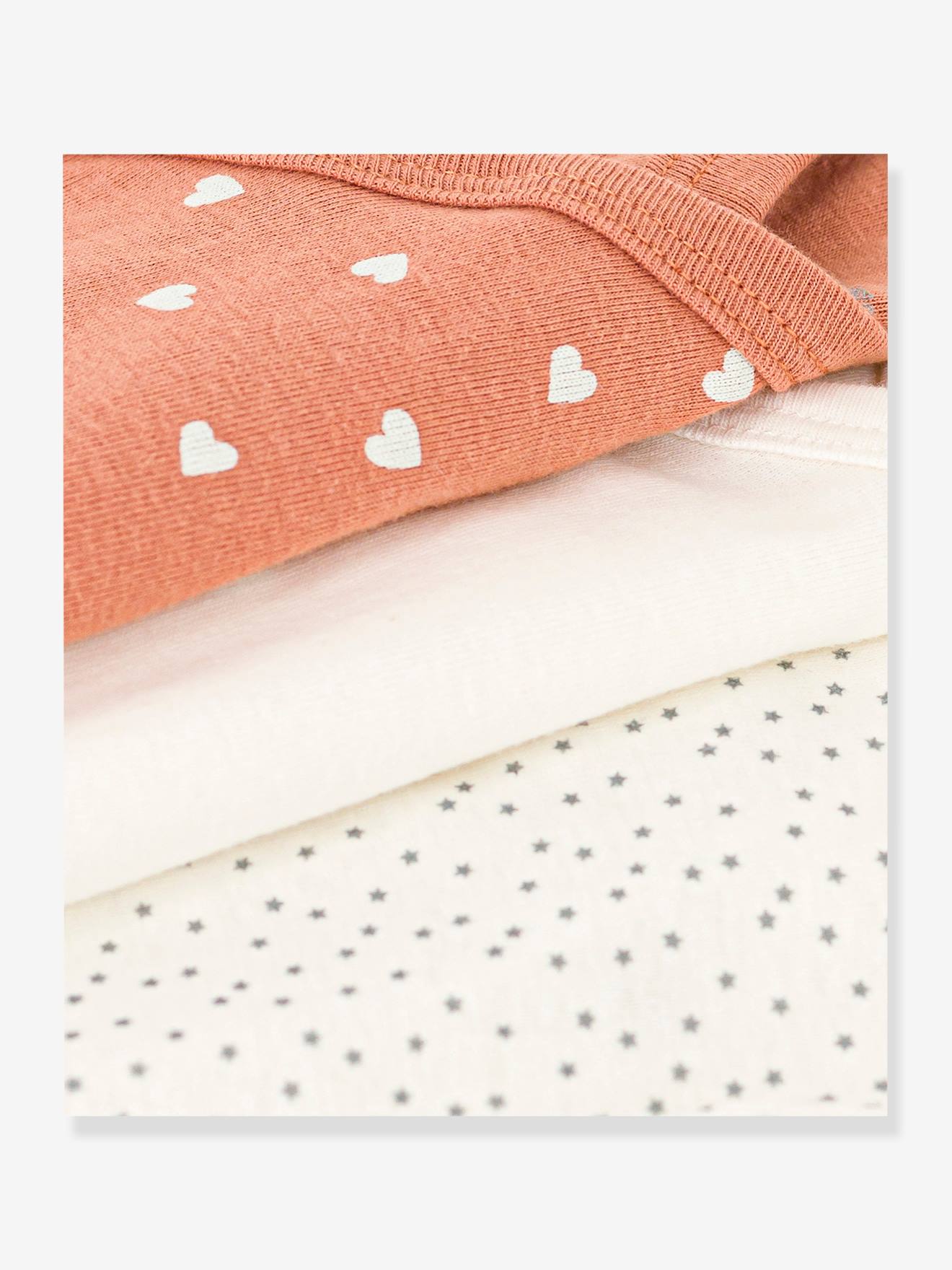 Lot de 3 bodies croisés manches longues en coton PETIT BATEAU blanc imprimé