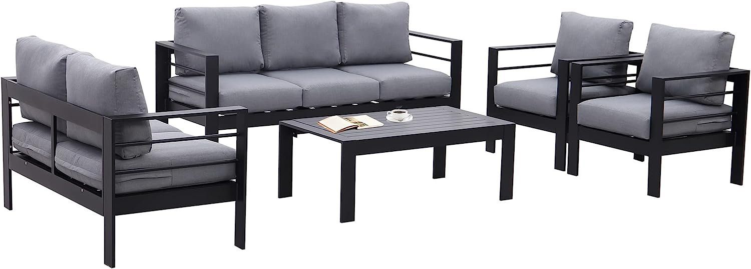 MeXo von GLP HOME Loungeset Gartenmöbel set sale aus Aluminium, Gartenlounge Set für 4-7 Personen, (Spar-Set, Essgruppe 4-5-tlg., 1x3er-Sofa, 1x2er-Sofa, 2xEinzelsessel, 1xTisch)