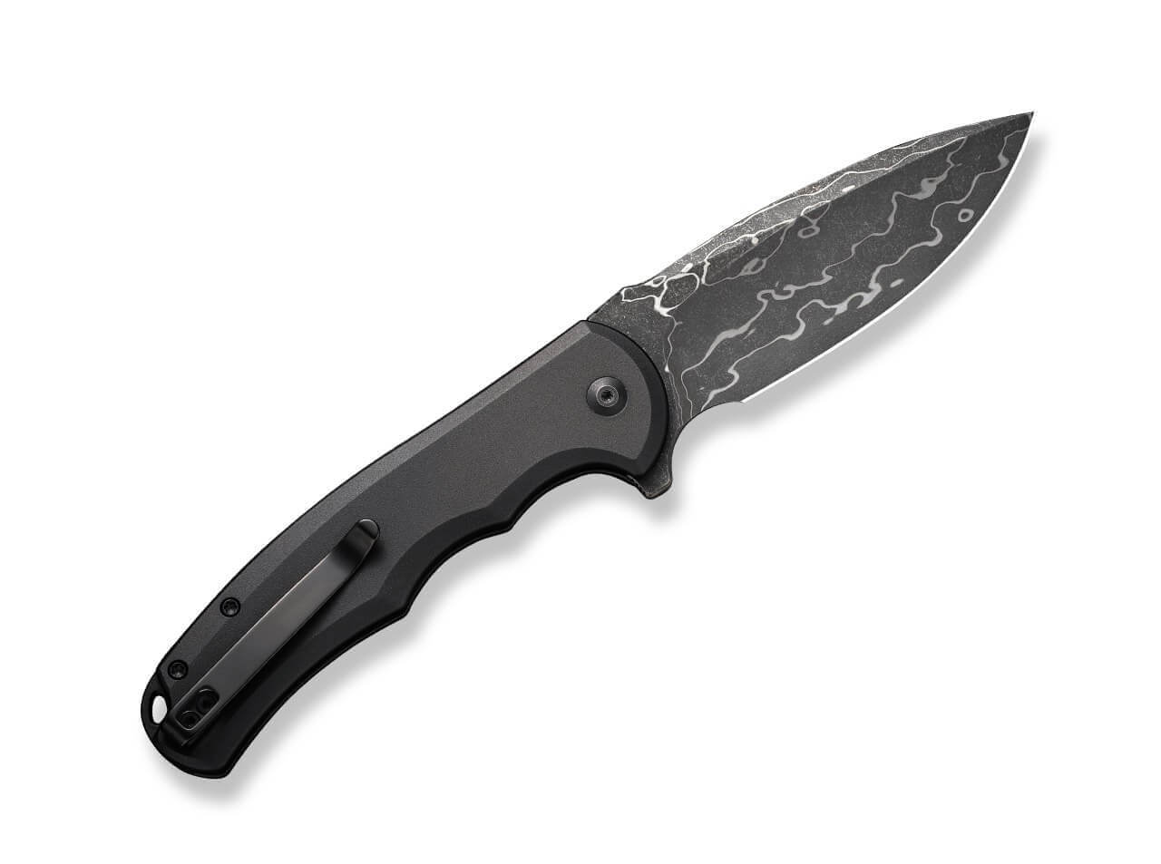 Button Lock Praxis Aluminum Black Damascus