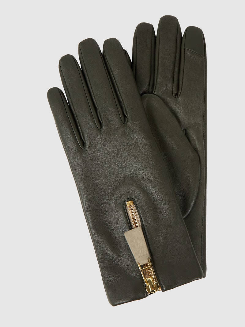 Touchscreen-Handschuhe aus Leder in dunkelgrün