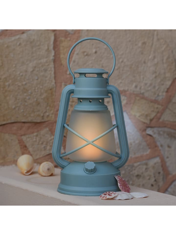 MARELIDA LED Sturmlaterne mit Flackerflamme H. 24,5cm in hellblau günstig kaufen onesize