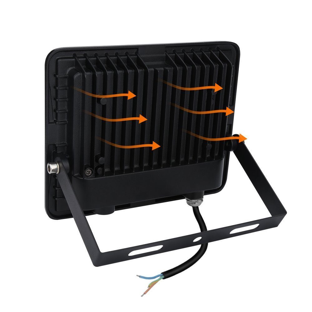 Clanmacy Baustrahler 10W LED Flutlichtstrahler Warmweiß Außenstrahler Strahler 900LM 3000K, LED fest integriert, Warmweiß
