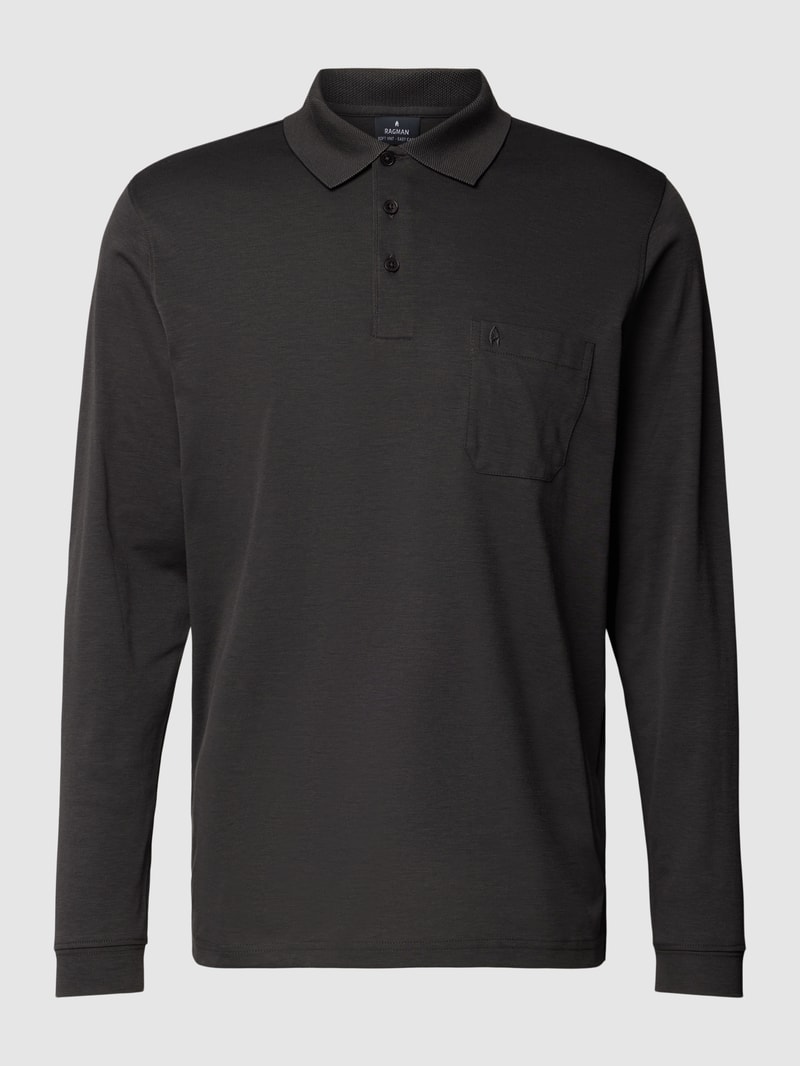 Poloshirt im langärmeligen Design in anthrazit
