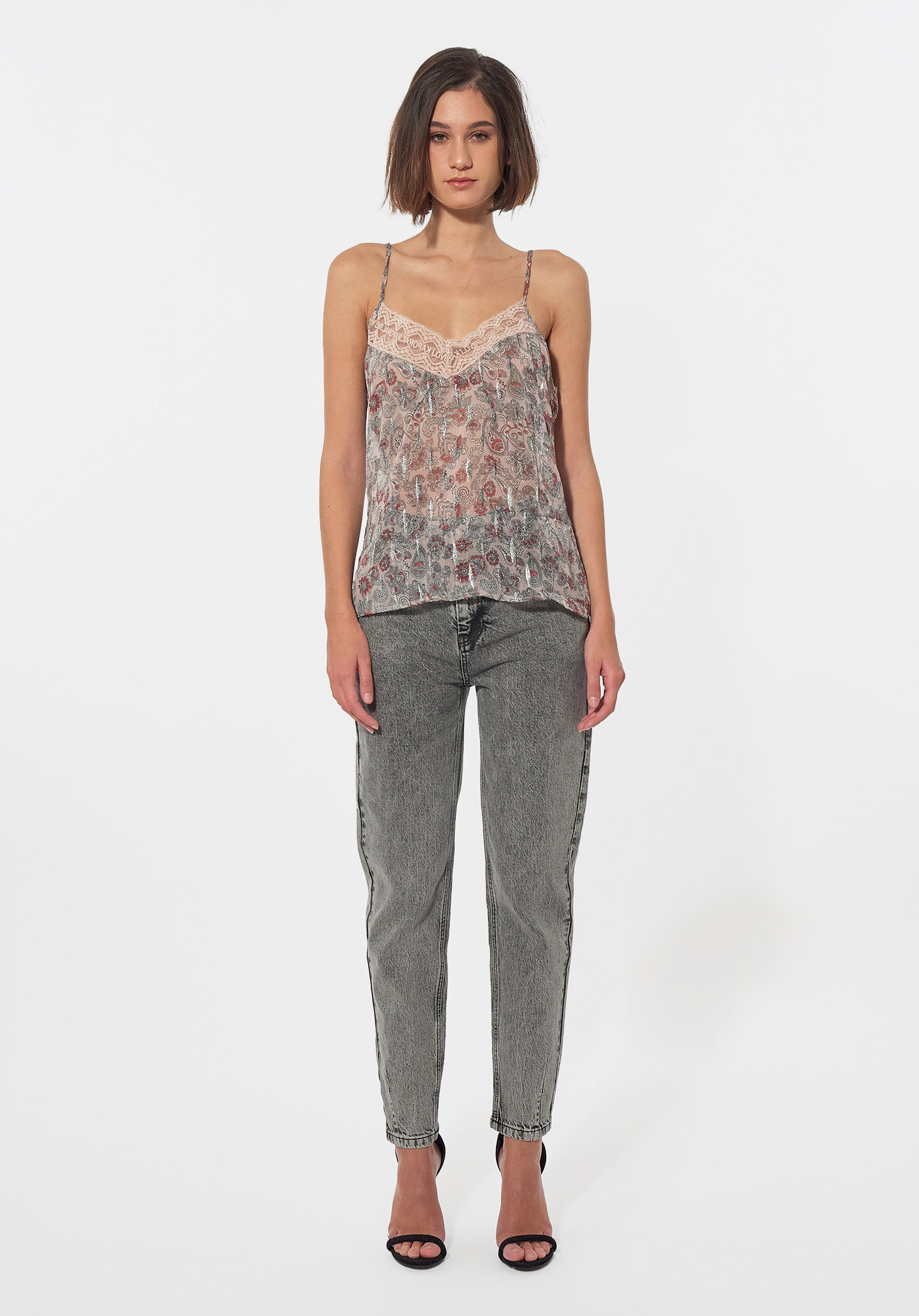 VAMP   Top Femme imprimé fleuri en 100% polyester recyclé