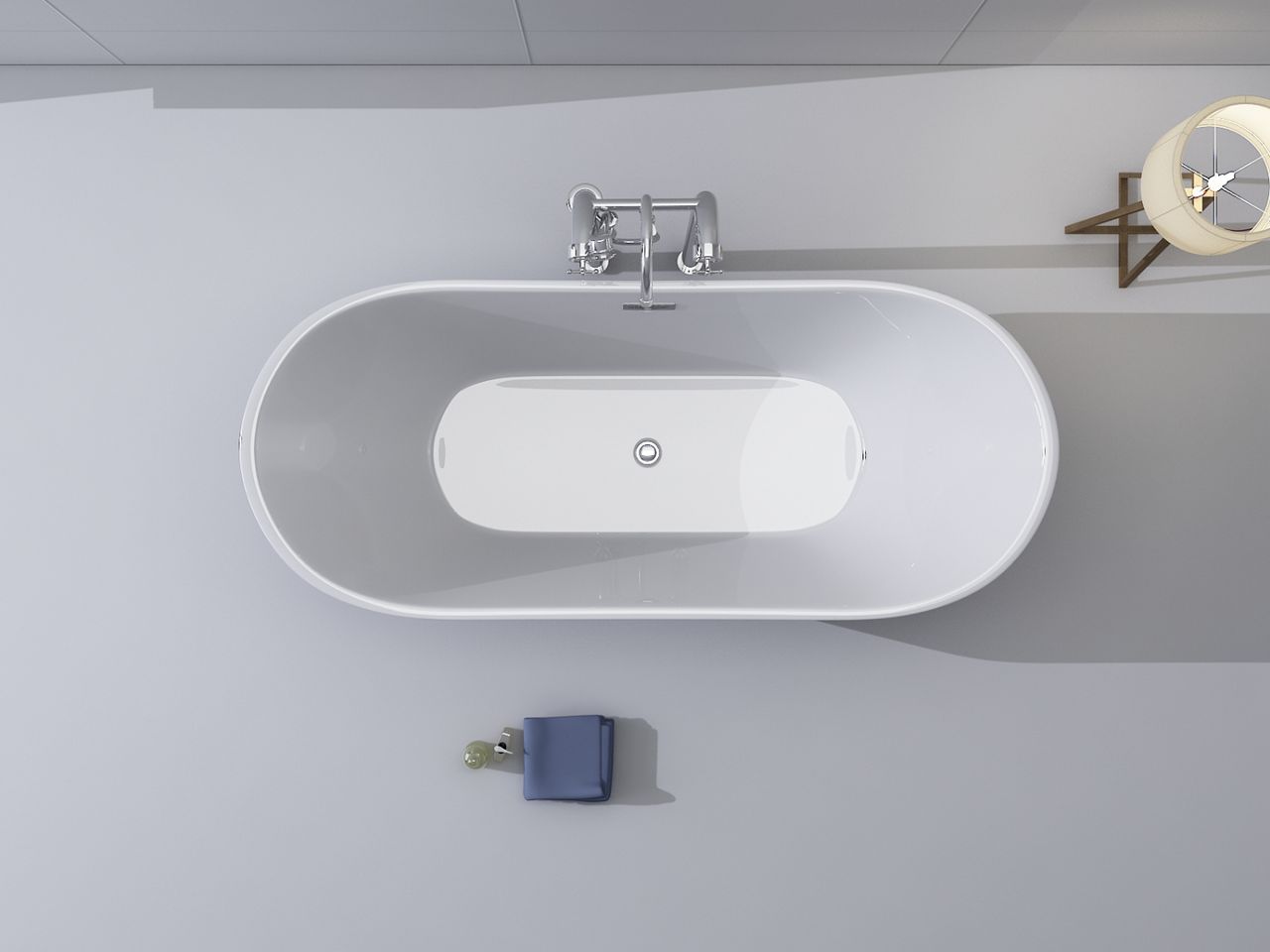 PureHaven freistehende Luxus Acryl-Badewanne 170x80 cm elegant inkl. Siphon Überlaufschutz leicht zu pflegende Oberfläche extra starker Rahmen Weiß