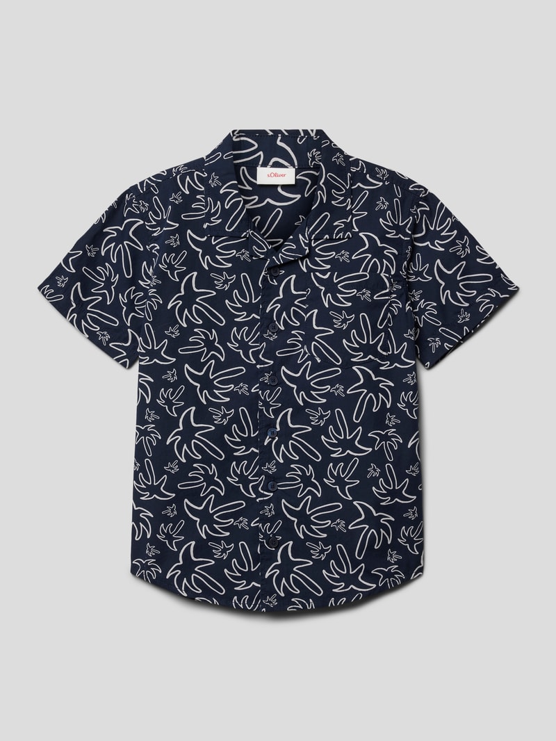 Hemd mit Allover-Print in marineblau