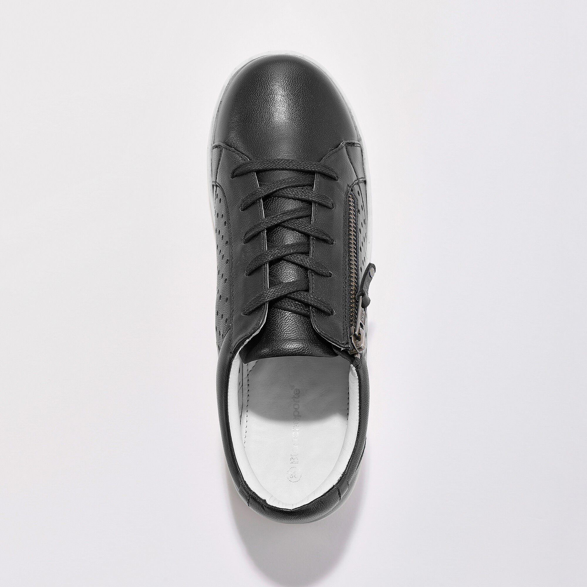 Tennis zippée en cuir perforé