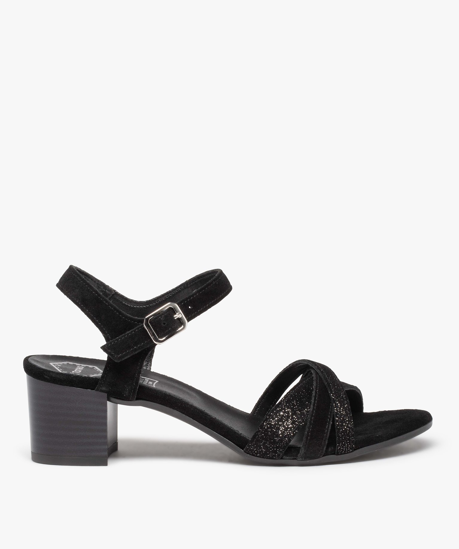 Sandales femme à talon dessus cuir retourné - Tanéo noir | GEMO