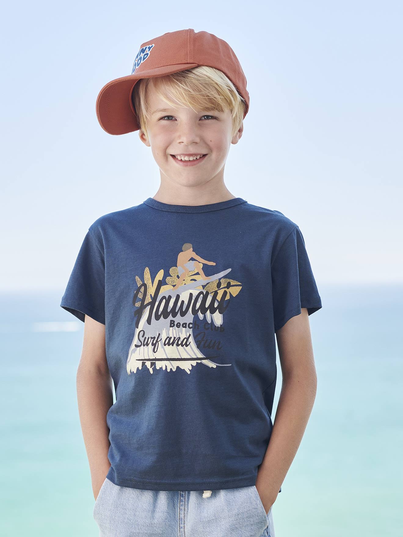 Vertbaudet Jungen T-Shirt, grafischer Print Oeko-Tex - rosenholz