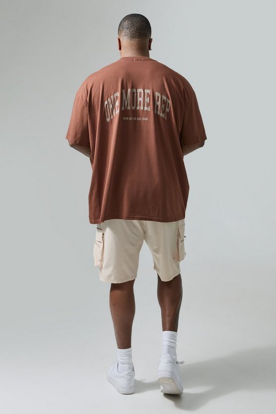 Plus Oversize Active T-Shirt mit One More Rep Print