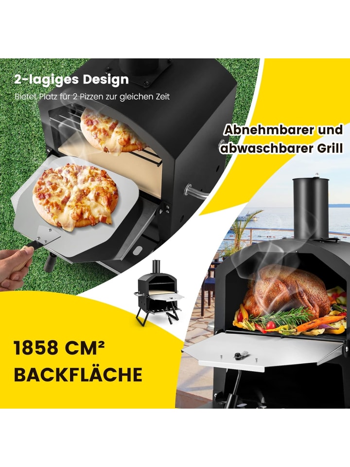 COSTWAY Pizzaofen Outdoor in Schwarz günstig kaufen onesize