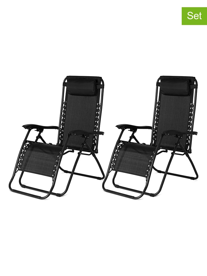 Lifa Living 2er-Set: Gartenliegen in Schwarz - (L)110 x (B)65 cm günstig kaufen onesize