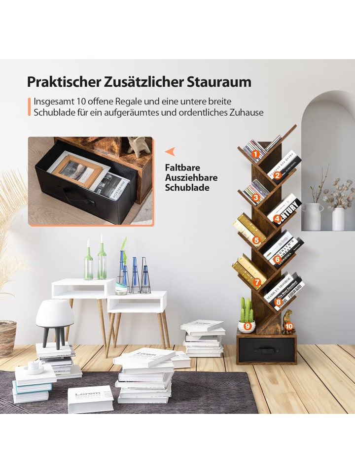 COSTWAY Bücherregal in Baumform in Braun günstig kaufen 38 cm