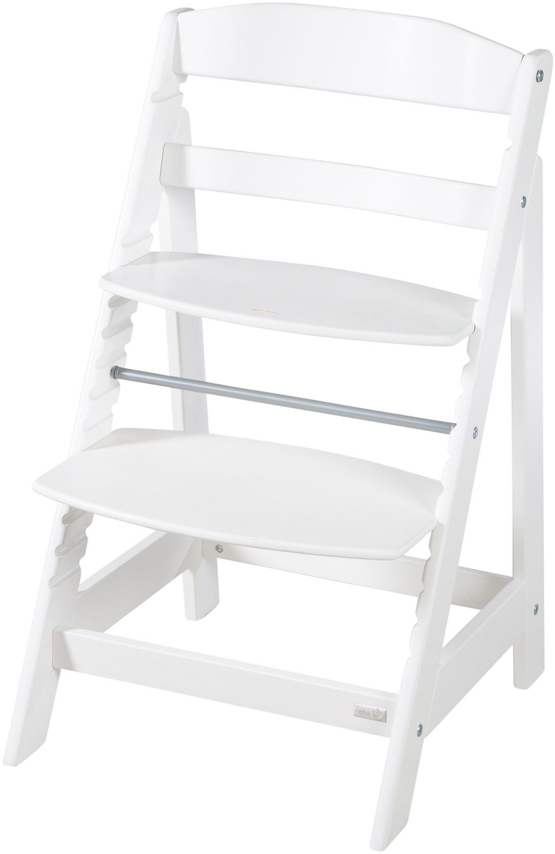 roba® Hochstuhl Treppenhochstuhl 2-in-1 Set Born Up weiß, mit Neugeborenen-Aufsatz, Greyish gesteppt
