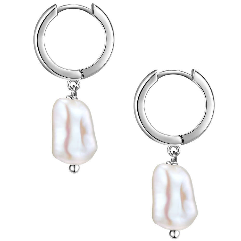 Glanzstücke München Créoles en argent Argent sterling Perle de culture d'eau douce en Argent Boucles d'oreilles