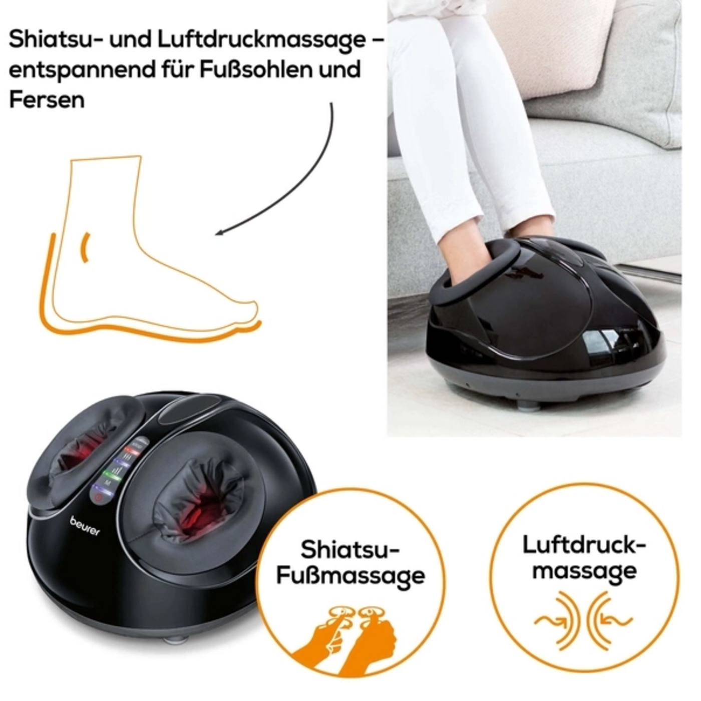 Beurer MG 315 Shiatsu Sitzauflage & Fußmassagegerät FM 90-Ultimative Entspannung
