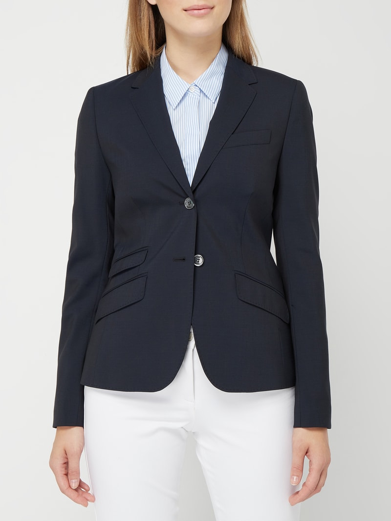 Blazer aus Schurwoll-Elasthan-Mix in marineblau