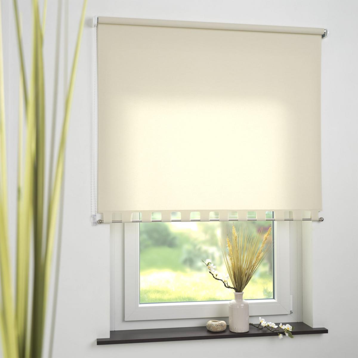 Bella Casa Seitenzugrollo Kettenzugrollo Volantrollo Rollo Eckig Verdunklung 162 x 180 cm beige für Fenster
