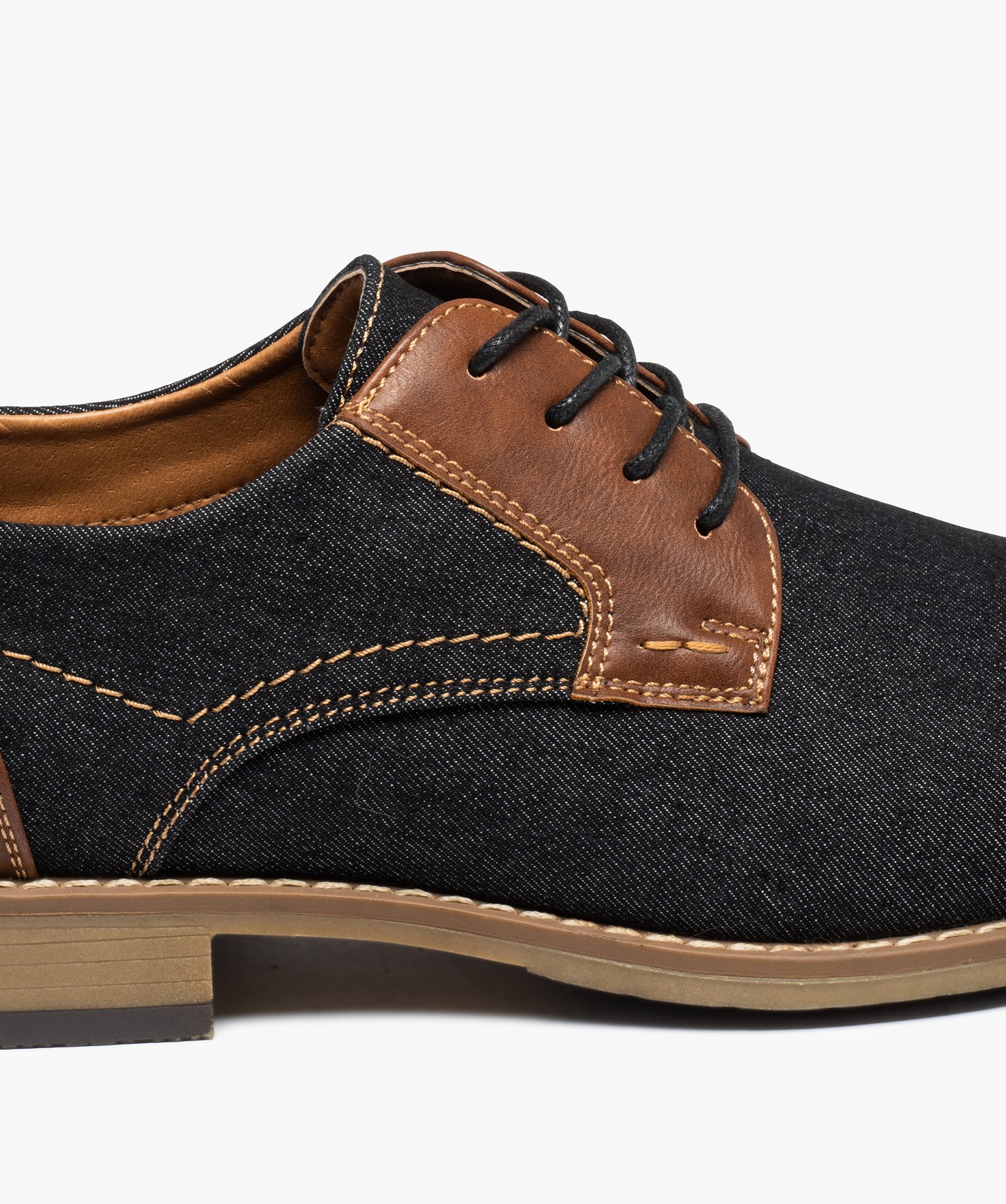 Derbies homme bicolores en denim noir | GEMO