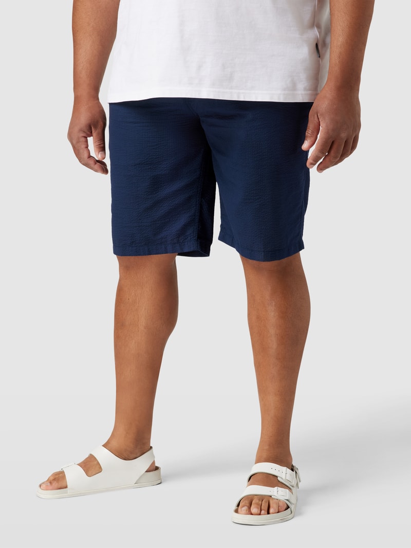 PLUS SIZE Shorts mit Strukturmuster Modell 'JEFF' in marineblau
