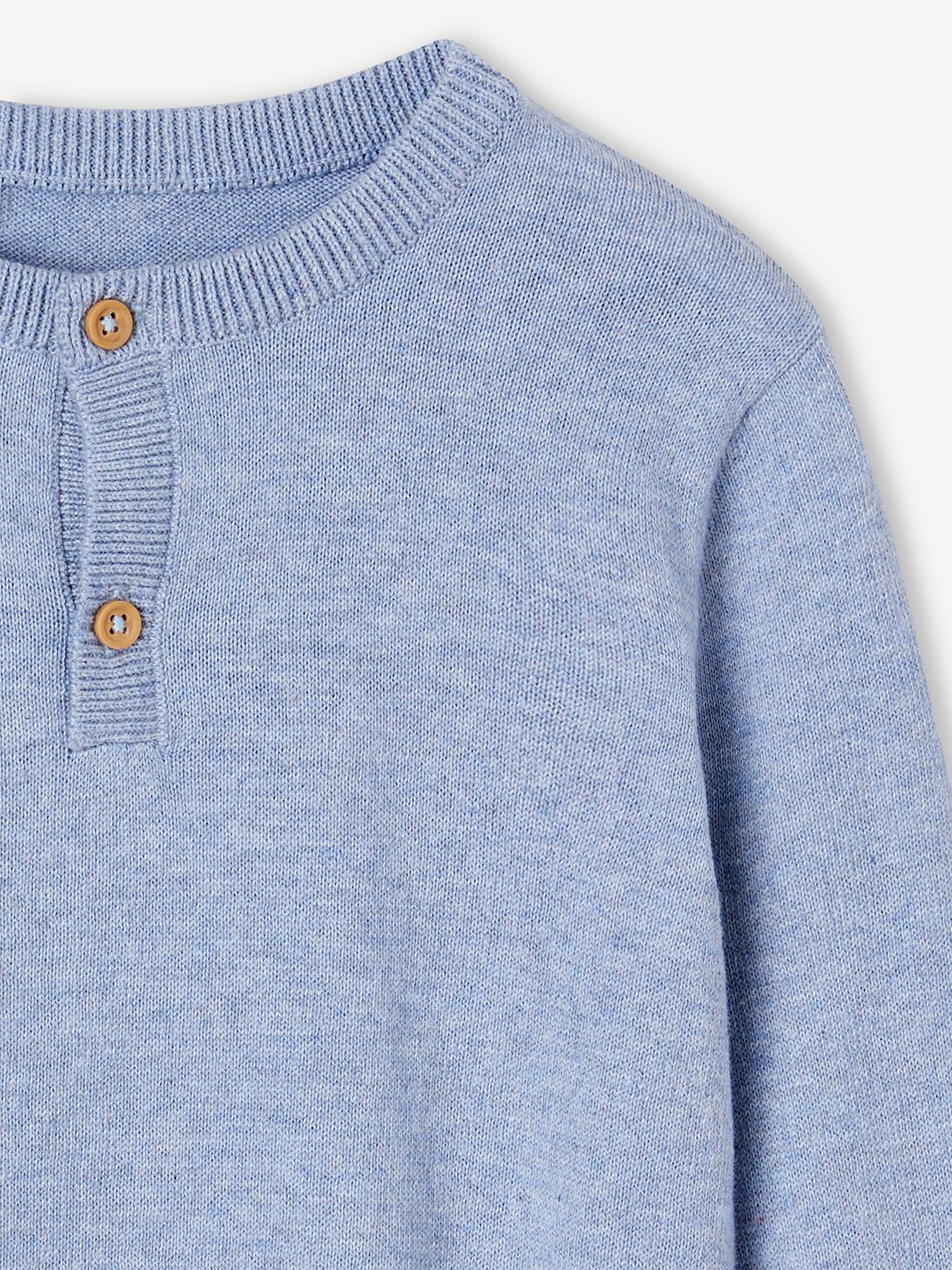Vertbaudet Jungen Pullover mit Henley-Ausschnitt Oeko-Tex, personalisierbar - beige meliert