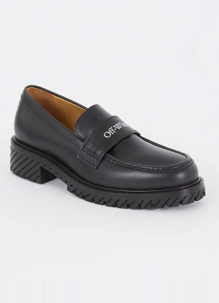 Off-White leather combat loafer with logo