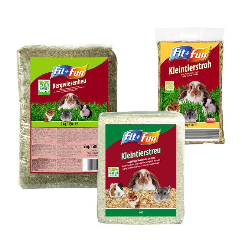 FIT+FUN Streu & Stroh FIT+FUN Kleintier Geschenkset 3tlg.