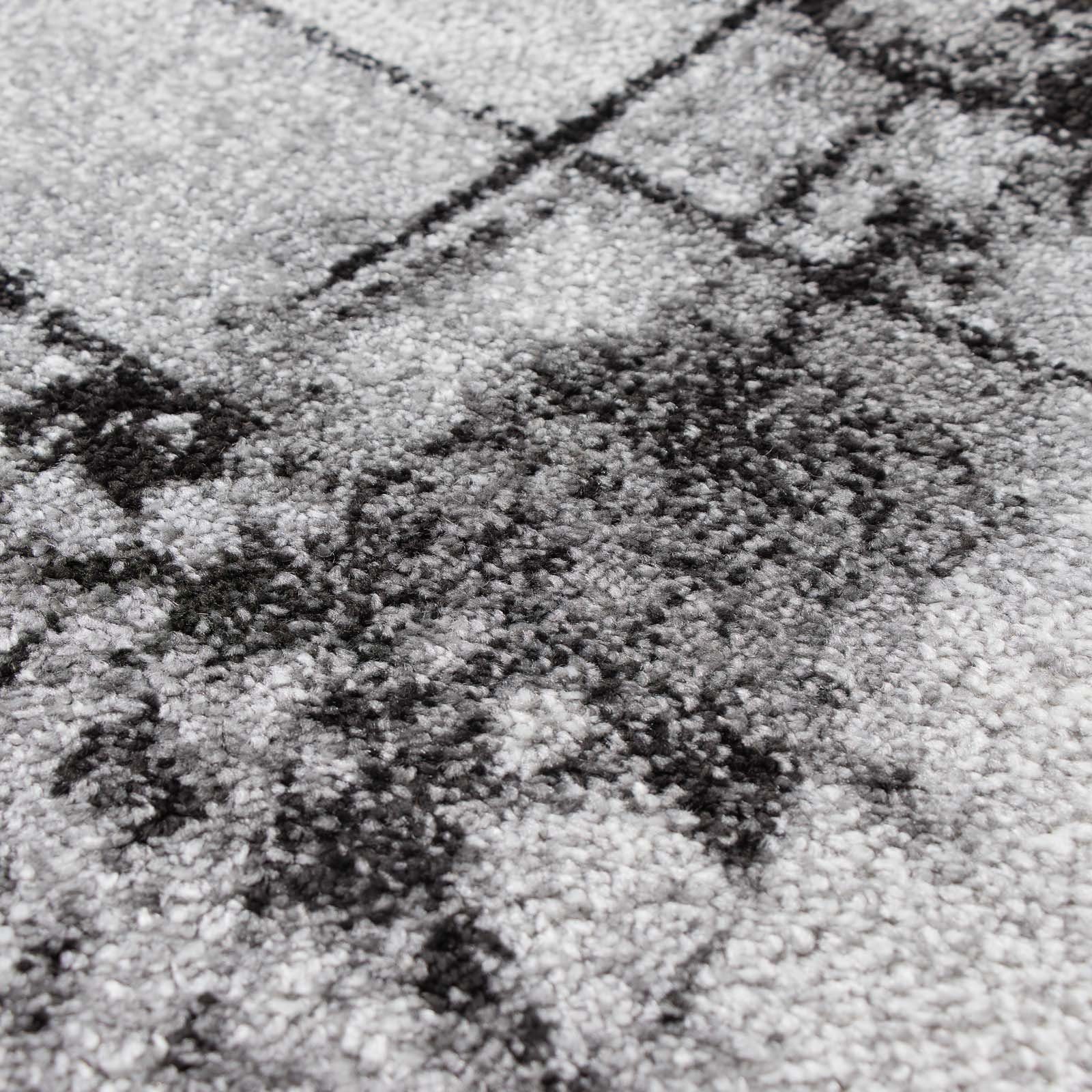 Teppich Moderner Designerteppich TC-Fashion 6111 Vintage in grau, rot und blau, TaraCarpet, rechteckig, Höhe: 12 mm, Kurzflor Vintage grau Wohnzimmer Schlafzimmer Kinderzimmer 080x140 cm